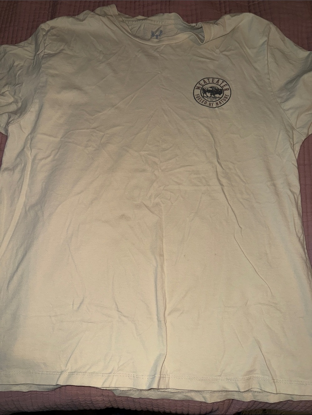 Cream Short Sleeve Tee with Small Chest Logo